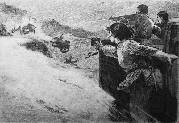 《渡江侦察记》铅笔画连环画